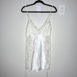 NWT Jonquil By Diane Samandi Lace Satin Chemise Nightgown In White Size L